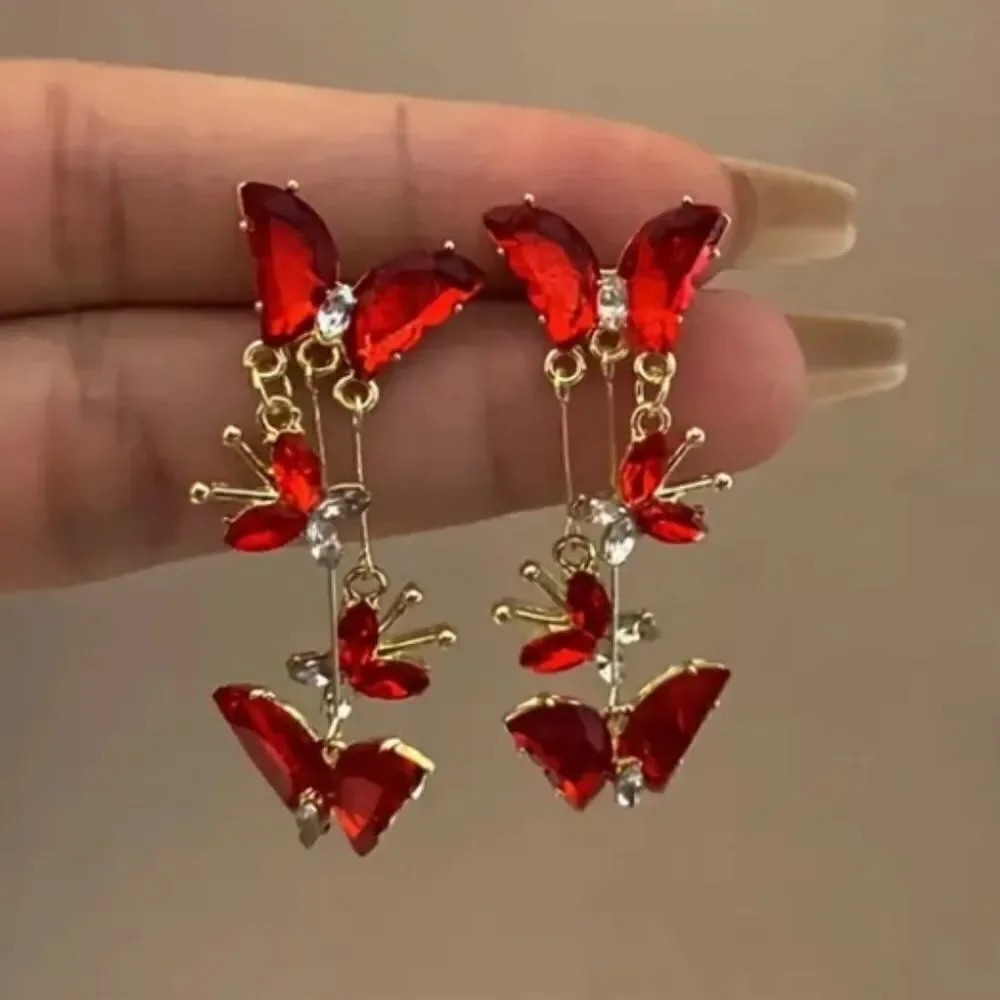 Red Butterfly Dangle Earrings